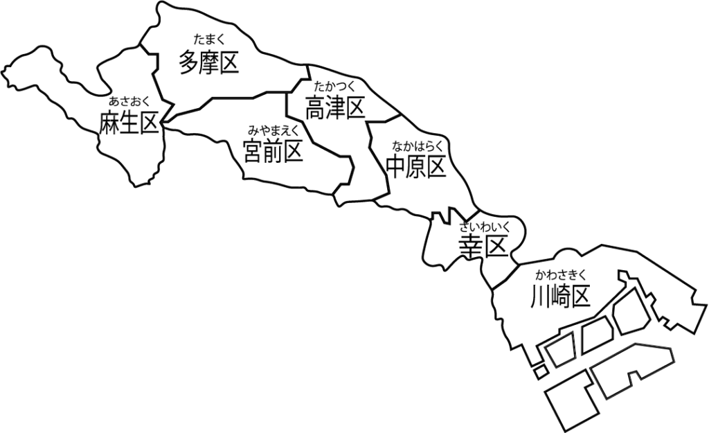 川崎市7区の地図