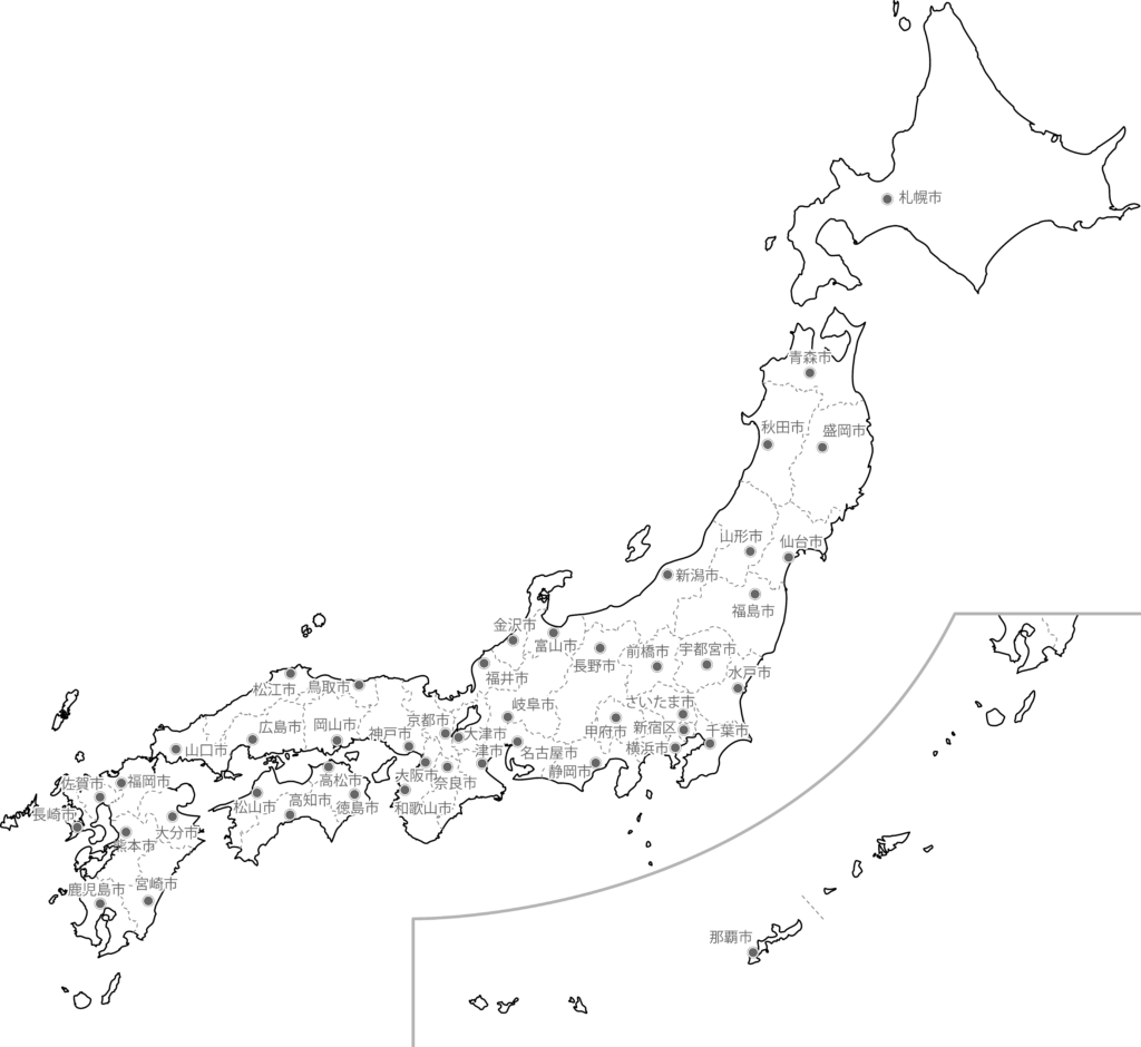 都道府県 県庁所在地 地図