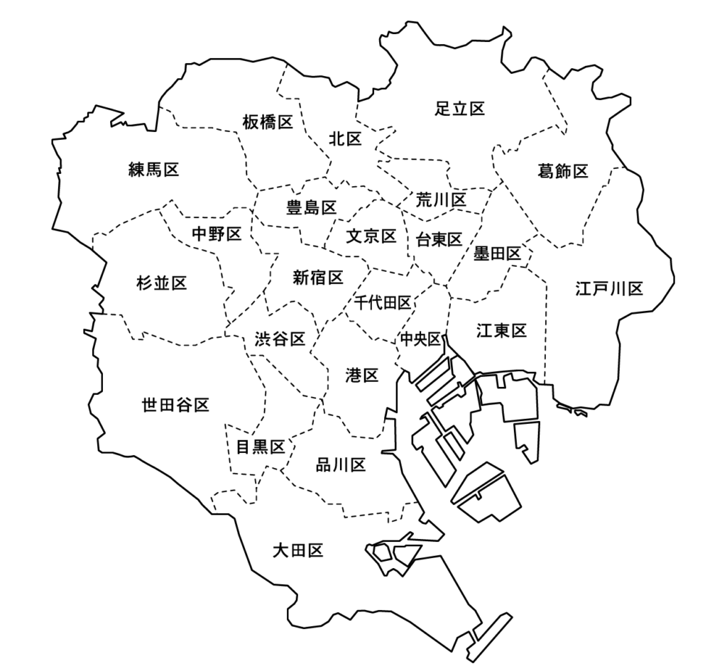 東京23区のわかりやすい地図