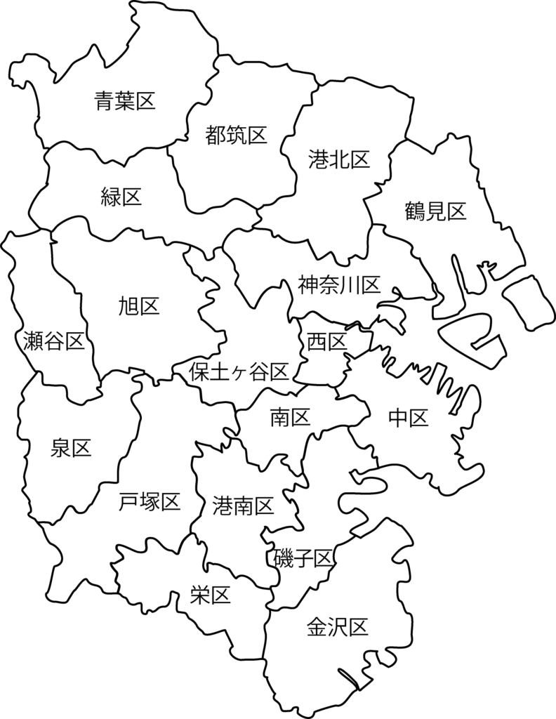 横浜市15区の地図